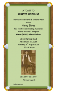 Dolly Lindrum's Invitation