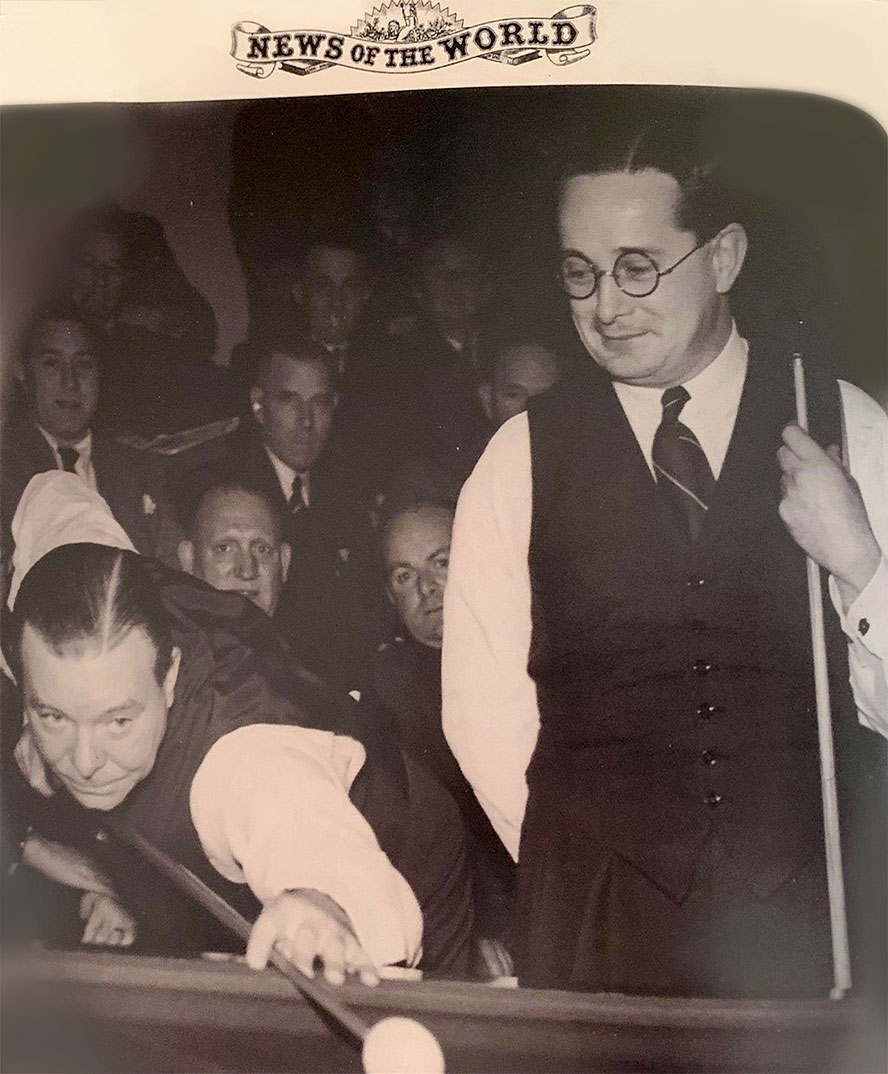 Horace Lindrum with Joe Davis at a billiards exhibition