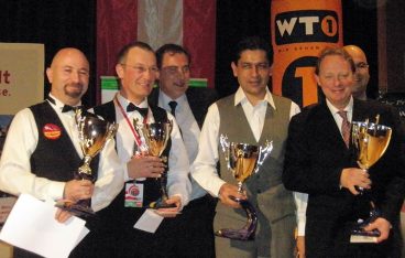 Robby Foldvari with Dene O'Kane (far right) and Geet Sethi (centre right), IBSF World Masters Snooker, 2008