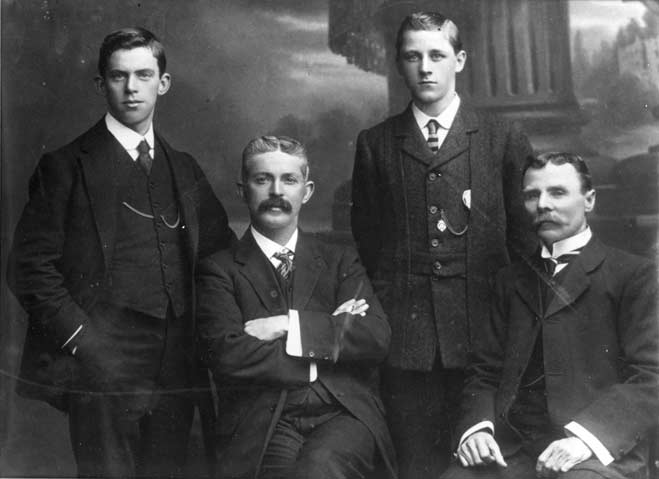(left to right) Fred junior, Fred senior, George Gray, Harry Gray - two generations of billiards masters