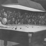 Walter Lindrum demonstrating billiards in a military camp