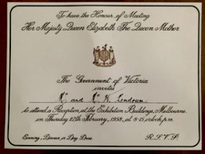 Invitation for Walter Lindrum to meet Her Majesty Queen Elizabeth the Queen Mother - photo by George Spiteri