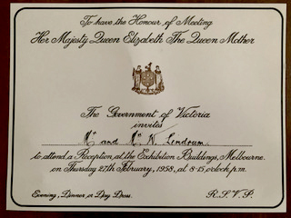 Invitation for Walter Lindrum to meet Her Majesty Queen Elizabeth the Queen Mother – photo by George Spiteri